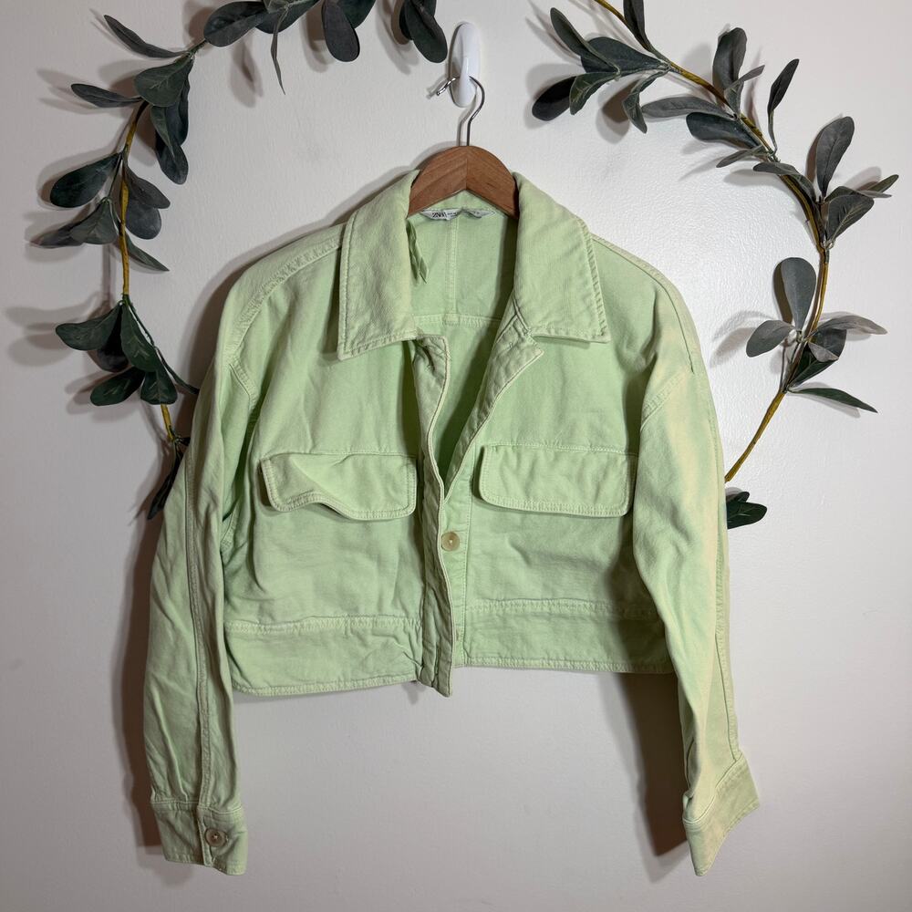 Zara Light Green Denim Jacket